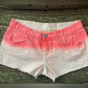 Mossimo Supply Co. Juniors Coral and Peach Jean Shorts with Gradient Design